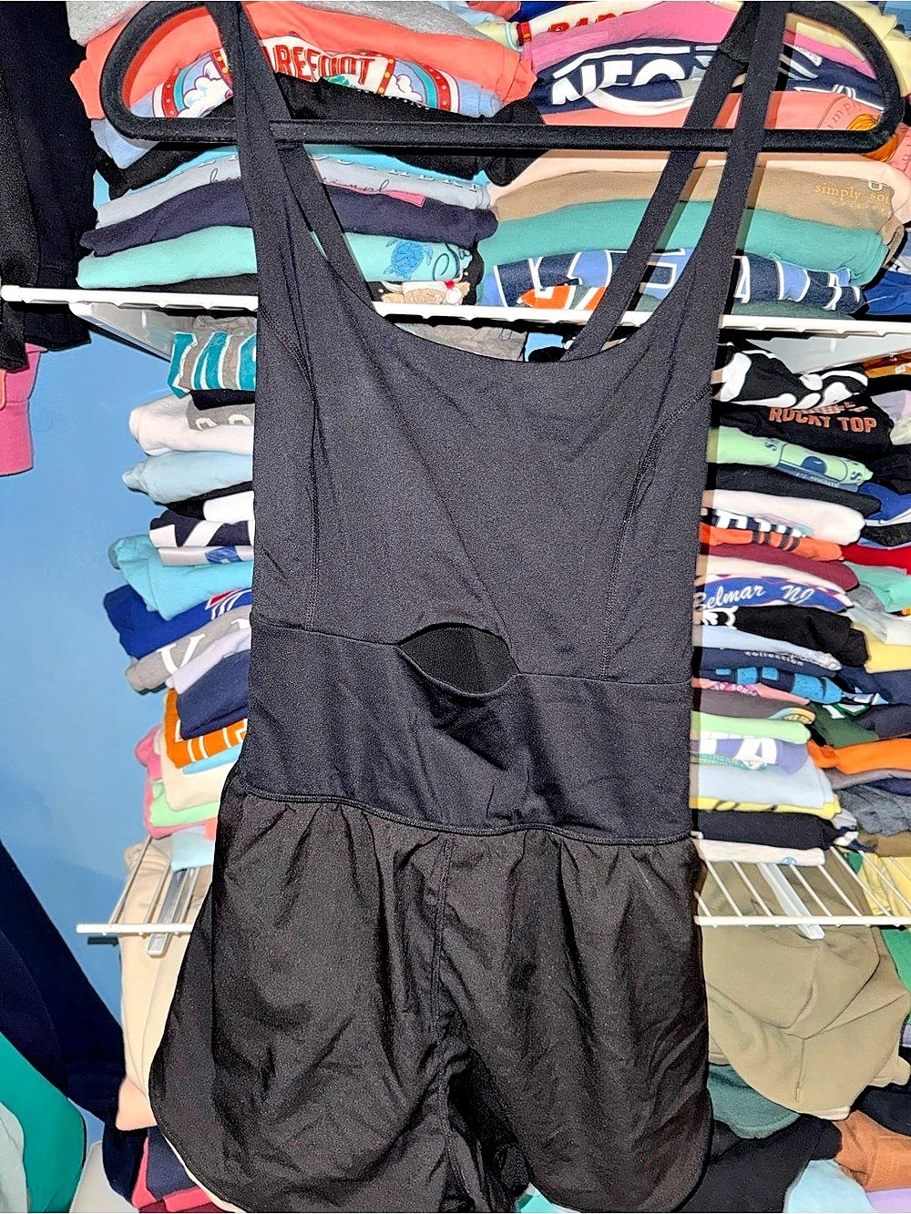 Open-Back Running Romper 3" Black